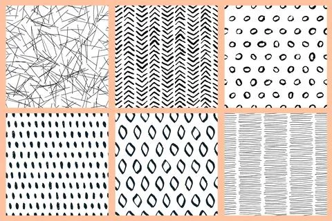 Abstract watercolor vector seamless pattern. Herringbone, circles, leaves f.. Stock Illustration