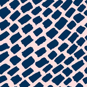 Abstract watercolor vector seamless pattern. Blue blots on light pink backg.. Stock Illustration