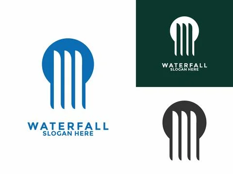 Abstract Waterfall logo with circle. Waterfall logo illustration template d.. Stock Illustration