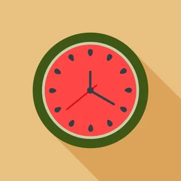 Abstract Watermelon Clock With Long Shadow. Summer Time Concept Stock Illustration