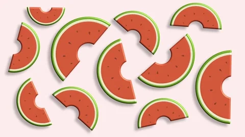 Abstract watermelon slices pattern pink light background Stock Footage 323447238