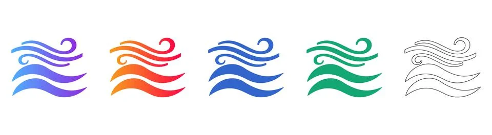 Abstract Wave and Flow Icon Set Illustrazione stock