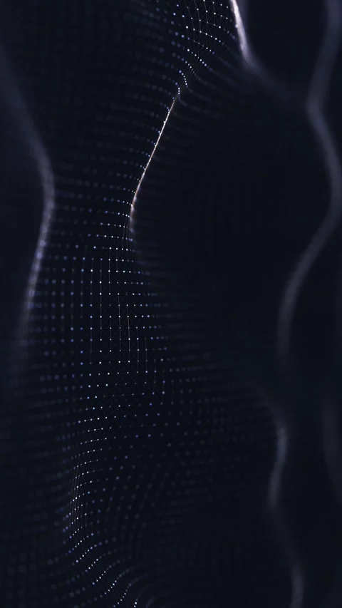 Abstract wave animation in dark tones, intricate patterns of glowing dots Stock Footage 301740463