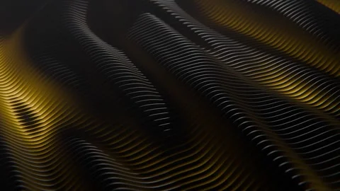 Abstract wave animations in black, gold, and yellow Stock Footage 285568283