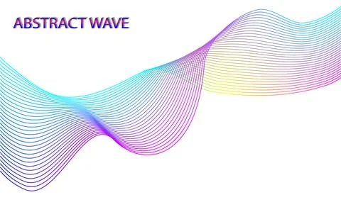 Abstract wave background, blend tool lines, neon colors in gradient on white or Stock Illustration