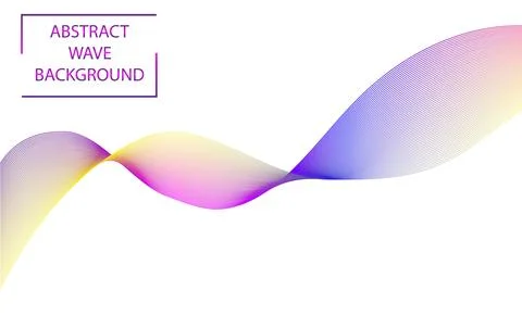 Abstract wave background, blend tool lines, neon colors in gradient on white or Stock Illustration