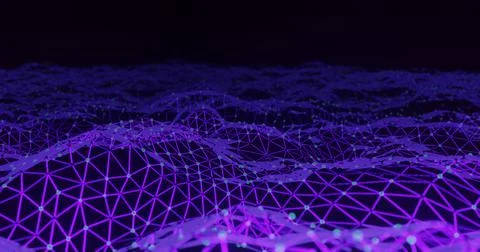 Abstract wave background. Connection purple web structure. Polygonal abstract Illustrazione stock