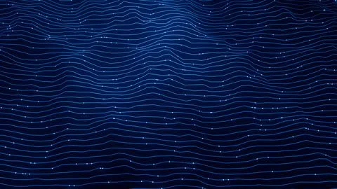 Abstract Wave Background. Digital Blue Background With Dot And Line Waves. Fu Stock Illustration