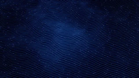 Abstract Wave Background. Digital Blue Background With Dot And Line Waves. Fu Stock Illustration