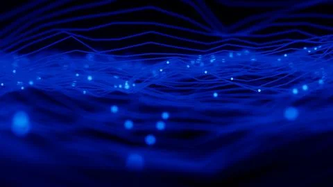 Abstract Wave Background. Digital Blue Background With Dot And Line Waves. Fu Stock Illustration