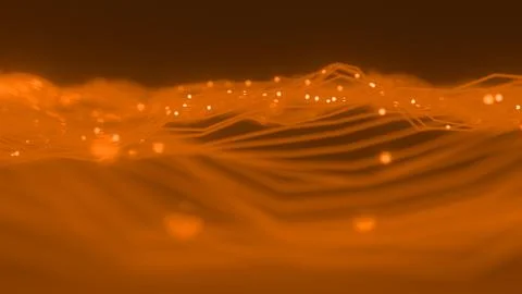 Abstract Wave Background. Digital Orange Background With Dot And Line Waves.  Illustrazione stock