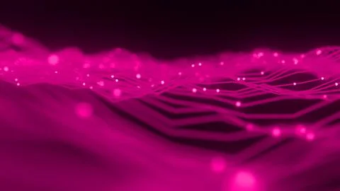 Abstract Wave Background. Digital Pink Background With Dot And Line Waves. Fu Stock Illustration