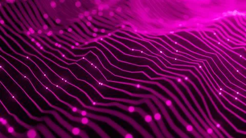 Abstract Wave Background. Digital Pink Background With Dot And Line Waves. Fu Stockillustratie