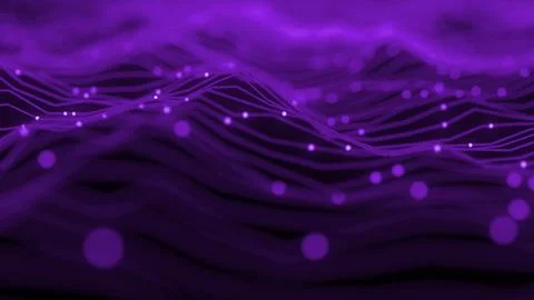 Abstract Wave Background. Digital Purple Background With Dot And Line Waves.  Stock Illustration