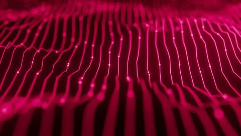 Abstract Wave Background. Digital Red Background With Dot And Line Waves. Fut Stock Illustration