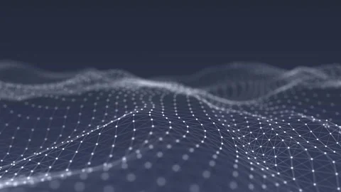 Abstract wave background with dots and lines moving in space. Vídeo Stock 147194319