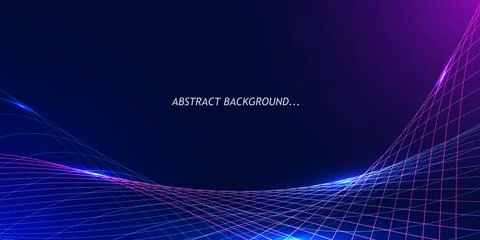Abstract wave background featuring glowing blue and purple wavy lines. Desi.. イラスト素材