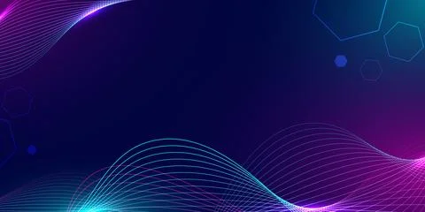 Abstract wave background featuring glowing blue and purple wavy lines. Desi.. Illustrazione stock