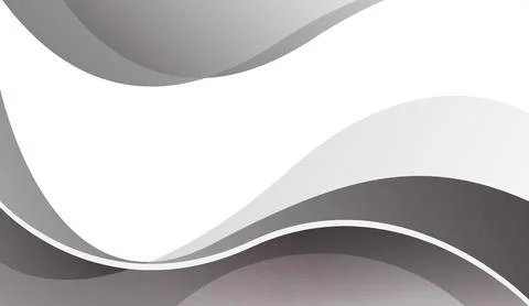 Abstract wave background in grey and white colors with smooth curved shapes for Stock Illustration