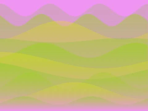 Abstract wave background with layered green yellow and pink flowing organic.. Stockillustratie
