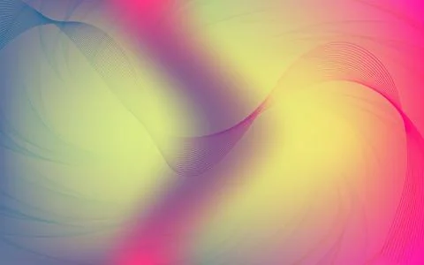 Abstract wave background with vibrant pink and yellow gradient wavy lines. Stock Illustration