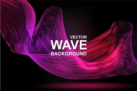 Abstract wave background. Wavy smooth fractal lines with purple and pink Stock Illustration