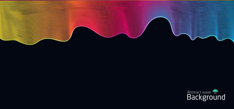 Abstract wave background.wave line light gradient dark background. Stock Illustration