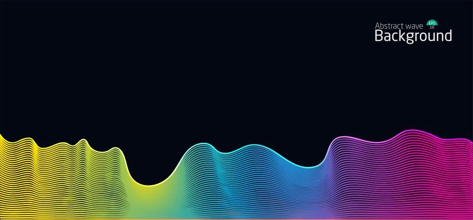 Abstract wave background.wave line light gradient dark background. Stock Illustration