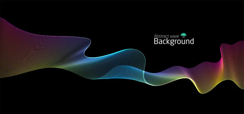 Abstract wave background.wave line light gradient dark background. Stock Illustration
