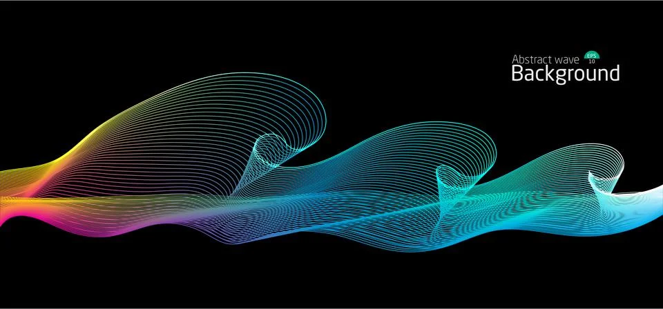 Abstract wave background.wave line light gradient dark background. Stock Illustration
