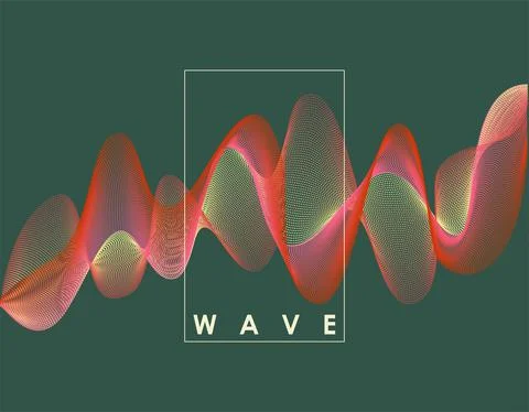 Abstract wave with connected dots. Digital background with particles. 3D grid Stock Illustration