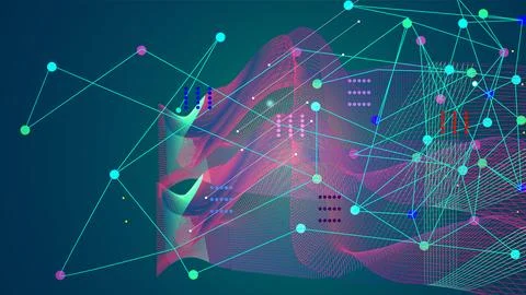 Abstract wave design background connecting line pattern graphics. Stock Illustration