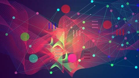 Abstract wave design background connecting line pattern graphics. Stock Illustration