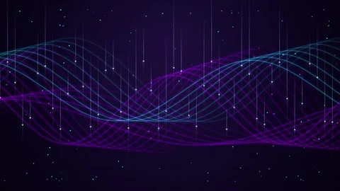Abstract wave digital network loop moving on dark background cinematic footag Stock Footage 346973516