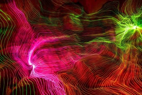Abstract wave of digital weave lines connecting network dots and dark background Illustrazione stock