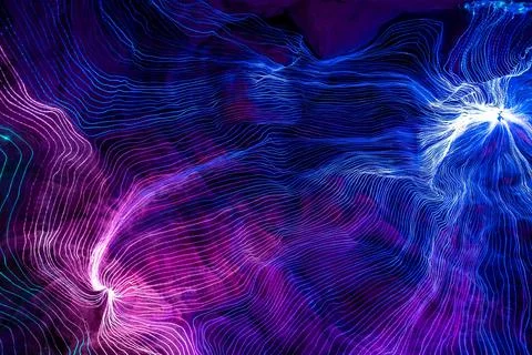 Abstract wave of digital weave lines connecting network dots and dark background Stock Illustration