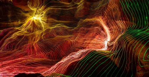 Abstract wave of digital weave lines connecting network dots and dark background 스톡 일러스트
