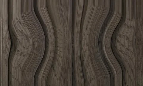 Abstract wave distortion on dark brown wooden panel texture background Stock Photos