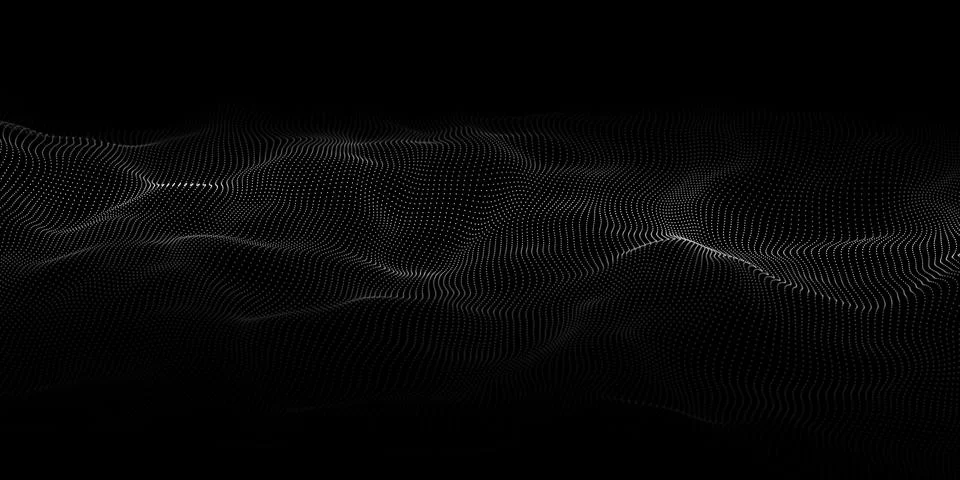 Abstract wave dots in dark background. Technology vector background. Big data Stock Illustration