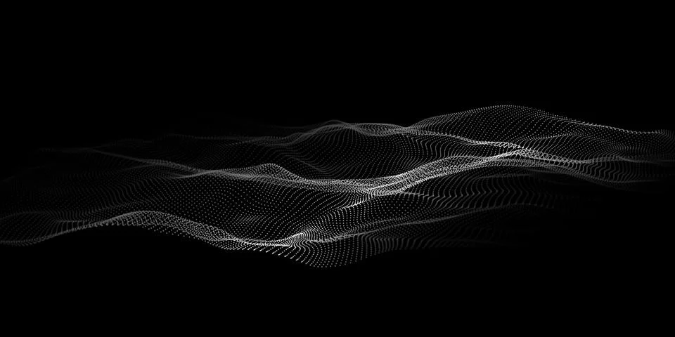 Abstract wave dots in dark background. Technology vector background. Big data Stock Illustration
