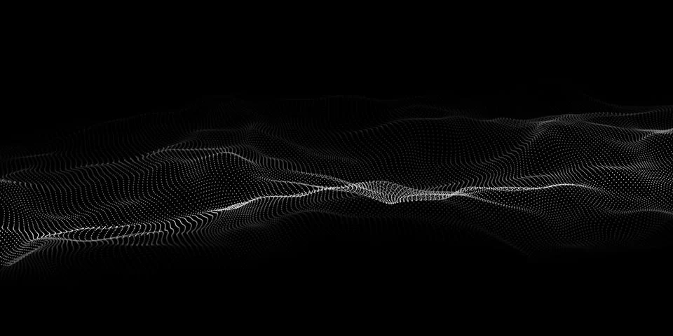 Abstract wave dots in dark background. Technology vector background. Big data Stock Illustration