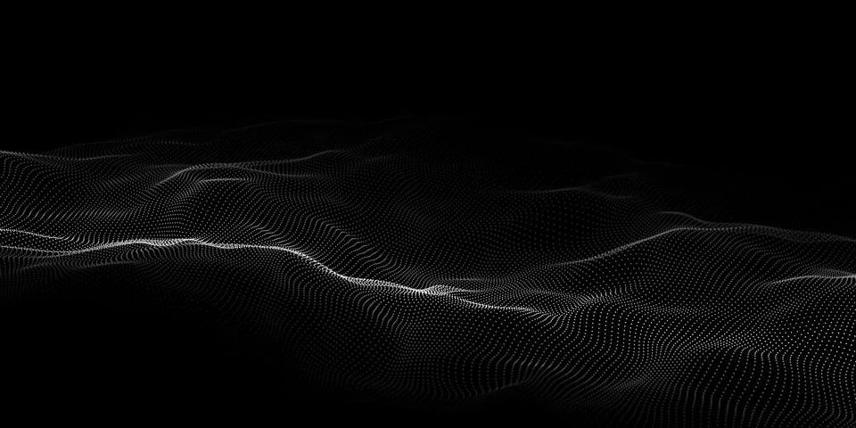 Abstract wave dots in dark background. Technology vector background. Big data Stock Illustration