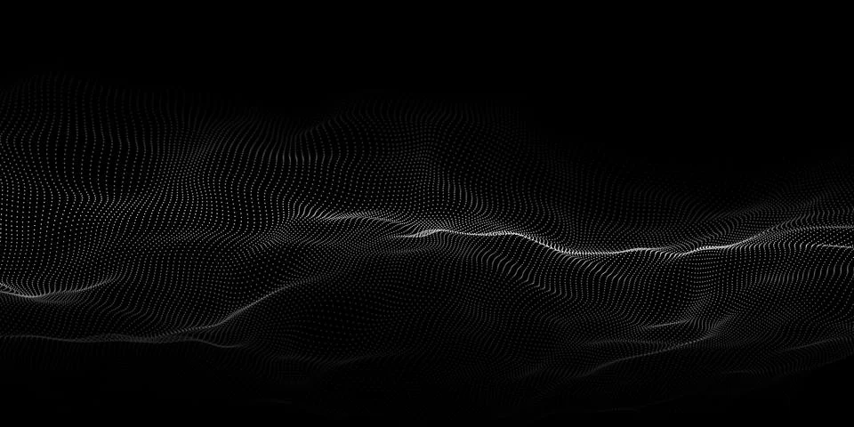 Abstract wave dots in dark background. Technology vector background. Big data Stock Illustration