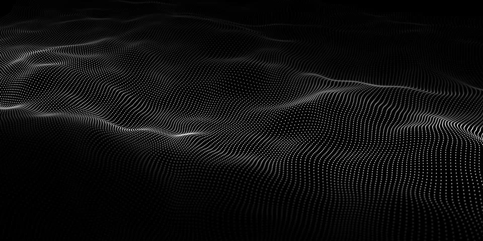 Abstract wave dots in dark background. Technology vector background. Big data Stock Illustration