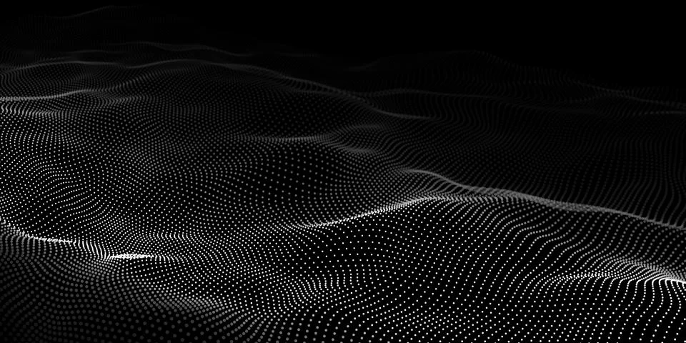 Abstract wave dots in dark background. Technology vector background. Big data Stock Illustration