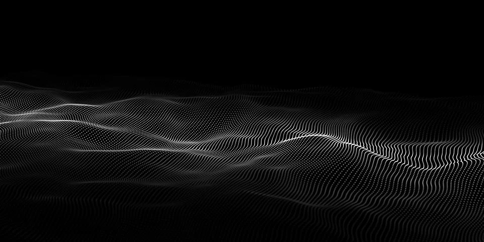 Abstract wave dots in dark background. Technology vector background. Big data Stock Illustration