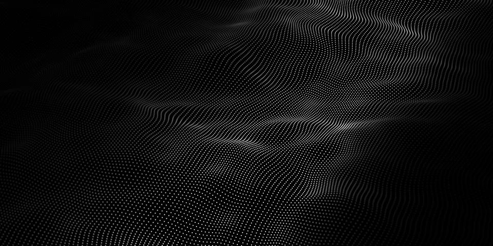 Abstract wave dots in dark background. Technology vector background. Big data イラスト素材