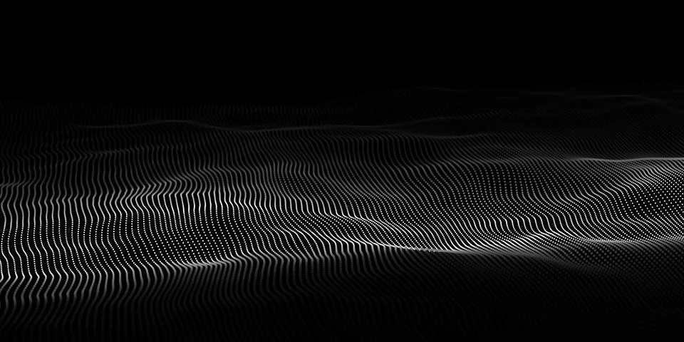 Abstract wave dots in dark background. Technology vector background. Big data Stock Illustration