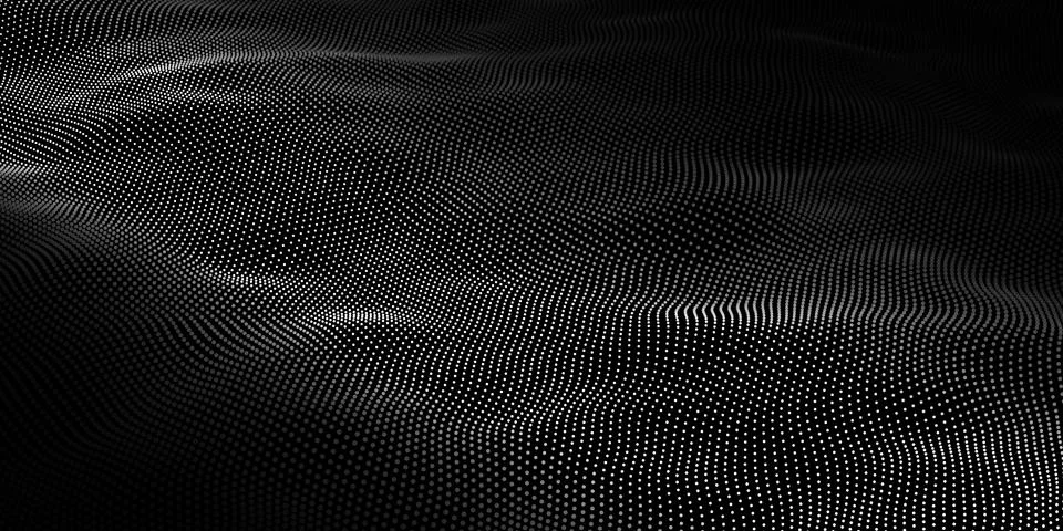 Abstract wave dots in dark background. Technology vector background. Big data イラスト素材