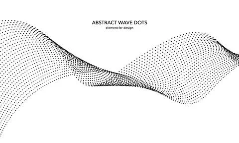 Abstract wave dotted element for design. Stylized line with dot on art back.. Stock Illustration